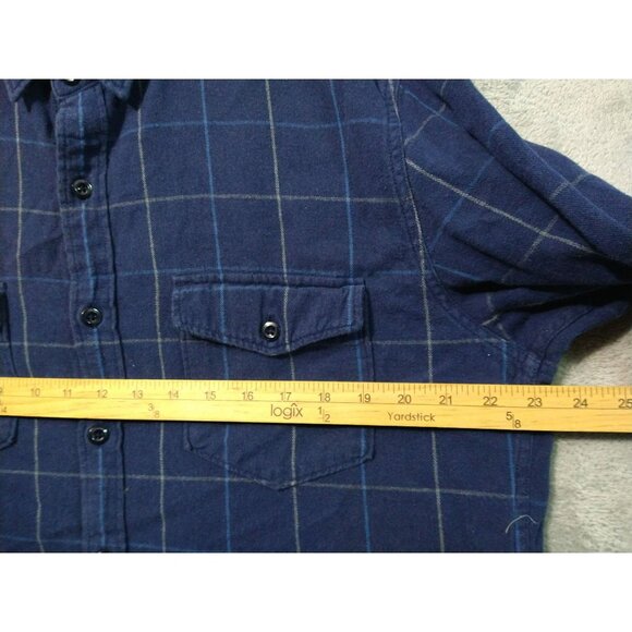 J Crew Shirt Mens Large Blue Windowpane Plaid Flannel Long Sleeve Button Up - Picture 5 of 9